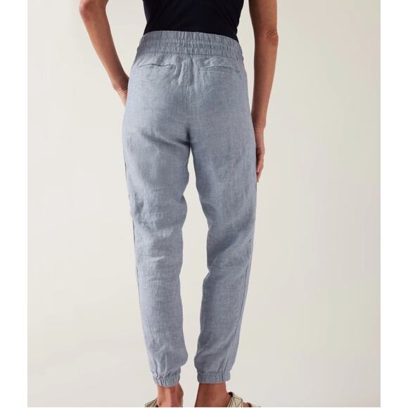 ATHLETA Cabo Linen Jogger Size 14 Petite EUC $79 MSRP Light Blue Pockets Resort - Picture 6 of 8